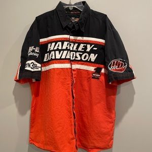 Harley Davidson racing button up collared shirt size medium vintage 2011 shirt